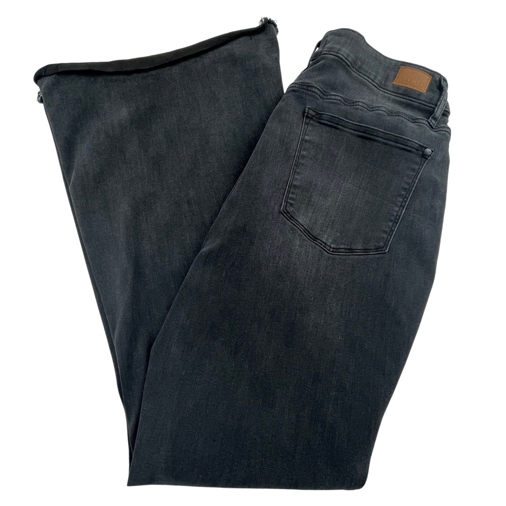 Judy Blue Womens 18W Super Flare Stretch Jeans High Rise Raw Hem Boho 70's Retro
